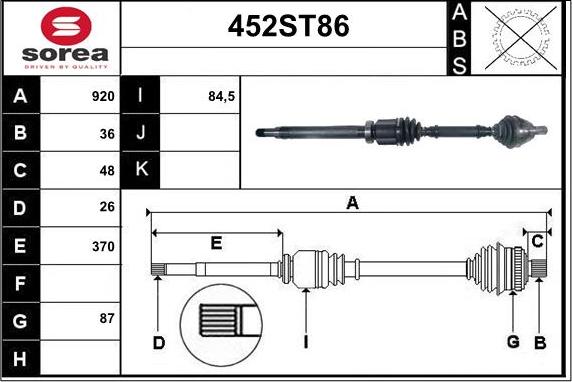 STARTCAR 452ST86 - Arbre de transmission cwaw.fr