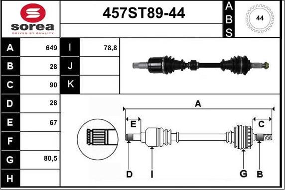 STARTCAR 457ST89-44 - Arbre de transmission cwaw.fr