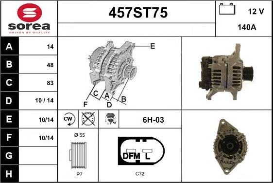 STARTCAR 457ST75 - Alternateur cwaw.fr