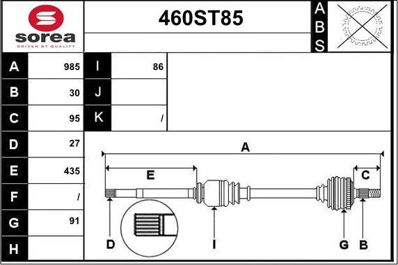 STARTCAR 460ST85 - Arbre de transmission cwaw.fr