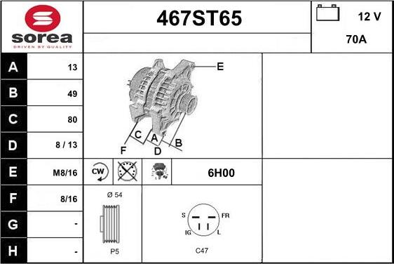 STARTCAR 467ST65 - Alternateur cwaw.fr