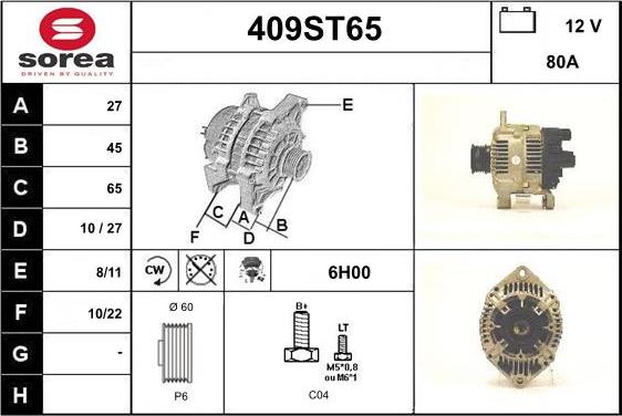 STARTCAR 409ST65 - Alternateur cwaw.fr