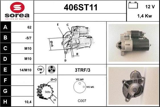 STARTCAR 406ST11 - Démarreur cwaw.fr