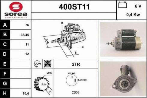 STARTCAR 400ST11 - Démarreur cwaw.fr