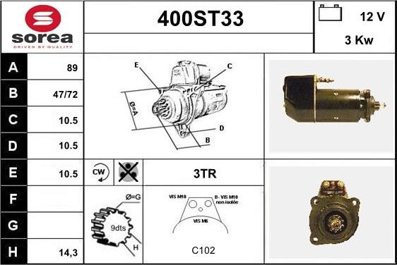 STARTCAR 400ST33 - Démarreur cwaw.fr