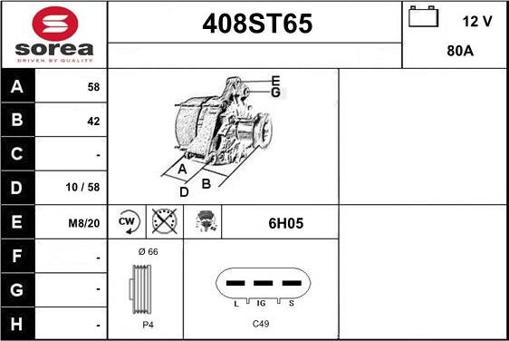 STARTCAR 408ST65 - Alternateur cwaw.fr