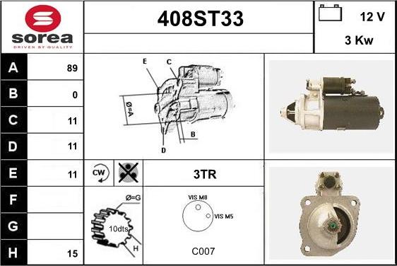 STARTCAR 408ST33 - Démarreur cwaw.fr