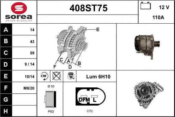 STARTCAR 408ST75 - Alternateur cwaw.fr