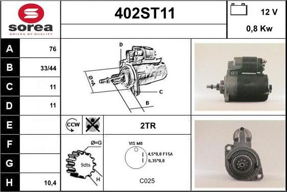 STARTCAR 402ST11 - Démarreur cwaw.fr