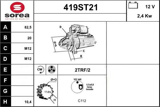 STARTCAR 419ST21 - Démarreur cwaw.fr