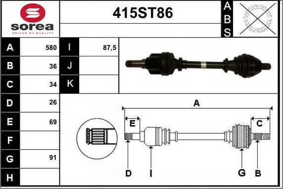 STARTCAR 415ST86 - Arbre de transmission cwaw.fr