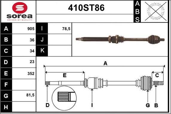 STARTCAR 410ST86 - Arbre de transmission cwaw.fr