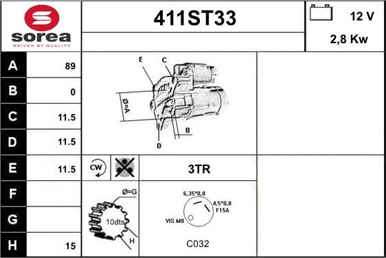 STARTCAR 411ST33 - Démarreur cwaw.fr