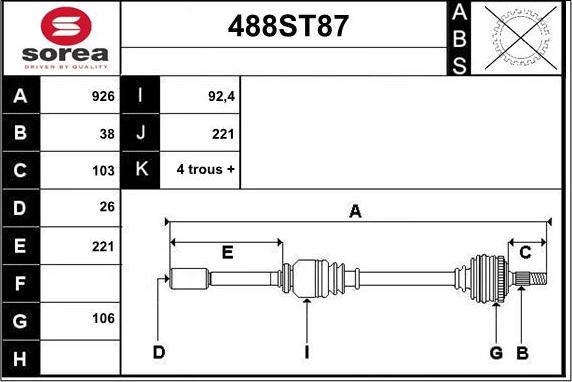 STARTCAR 488ST87 - Arbre de transmission cwaw.fr