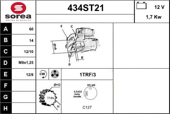 STARTCAR 434ST21 - Démarreur cwaw.fr