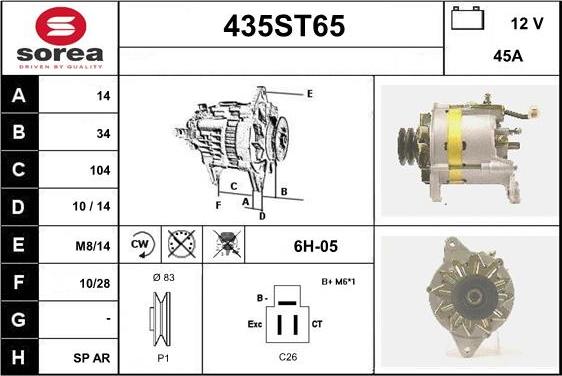 STARTCAR 435ST65 - Alternateur cwaw.fr