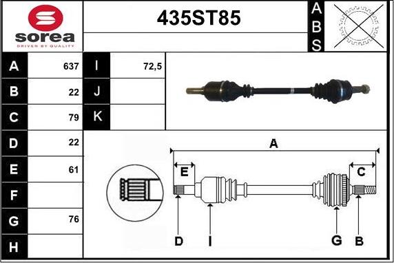 STARTCAR 435ST85 - Arbre de transmission cwaw.fr