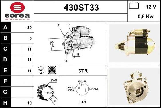 STARTCAR 430ST33 - Démarreur cwaw.fr