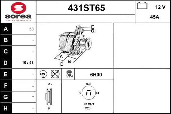 STARTCAR 431ST65 - Alternateur cwaw.fr