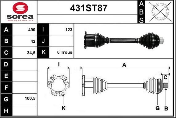 STARTCAR 431ST87 - Arbre de transmission cwaw.fr