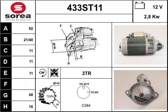 STARTCAR 433ST11 - Démarreur cwaw.fr