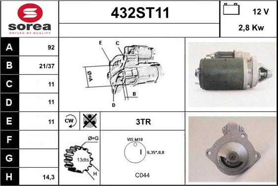 STARTCAR 432ST11 - Démarreur cwaw.fr