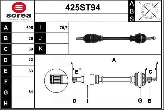 STARTCAR 425ST94 - Arbre de transmission cwaw.fr