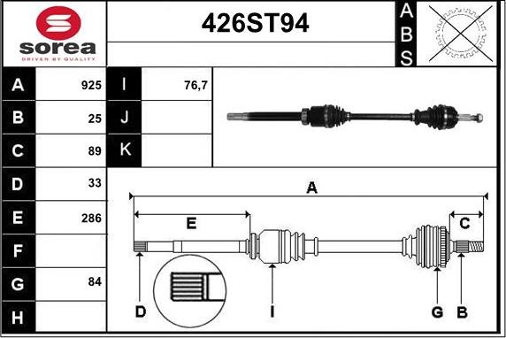 STARTCAR 426ST94 - Arbre de transmission cwaw.fr