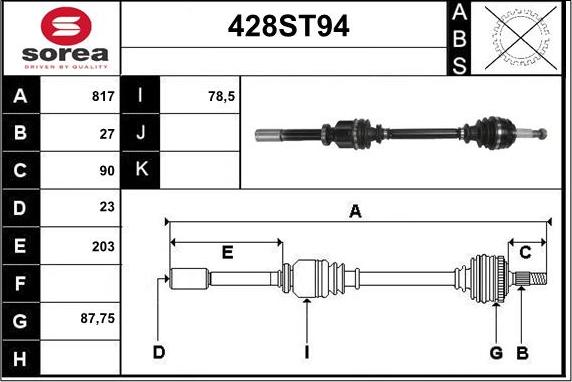 STARTCAR 428ST94 - Arbre de transmission cwaw.fr