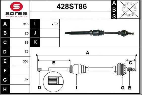 STARTCAR 428ST86 - Arbre de transmission cwaw.fr