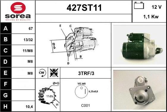 STARTCAR 427ST11 - Démarreur cwaw.fr