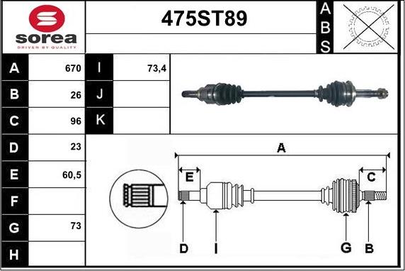 STARTCAR 475ST89 - Arbre de transmission cwaw.fr