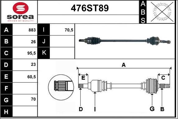 STARTCAR 476ST89 - Arbre de transmission cwaw.fr