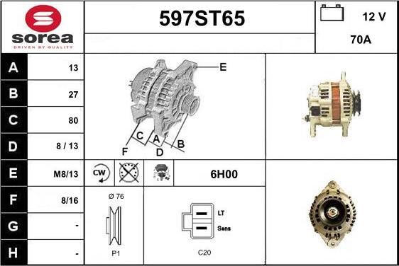 STARTCAR 597ST65 - Alternateur cwaw.fr