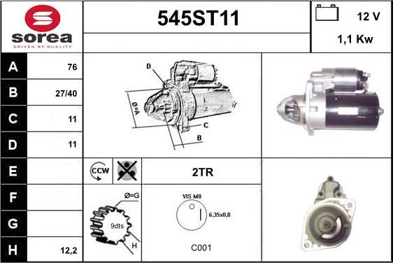 STARTCAR 545ST11 - Démarreur cwaw.fr