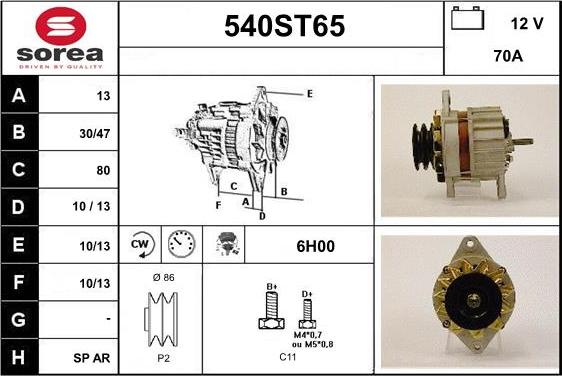 STARTCAR 540ST65 - Alternateur cwaw.fr