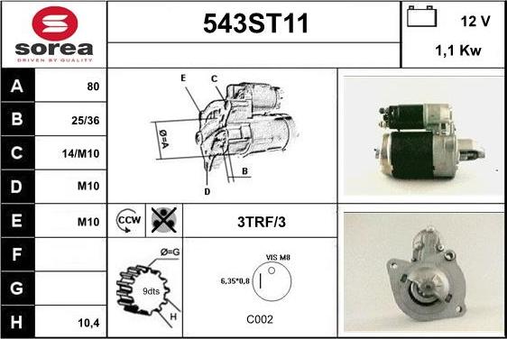 STARTCAR 543ST11 - Démarreur cwaw.fr