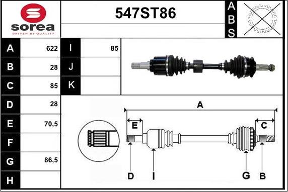 STARTCAR 547ST86 - Arbre de transmission cwaw.fr