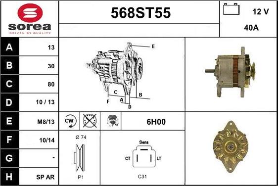 STARTCAR 568ST55 - Alternateur cwaw.fr