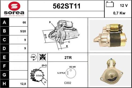 STARTCAR 562ST11 - Démarreur cwaw.fr