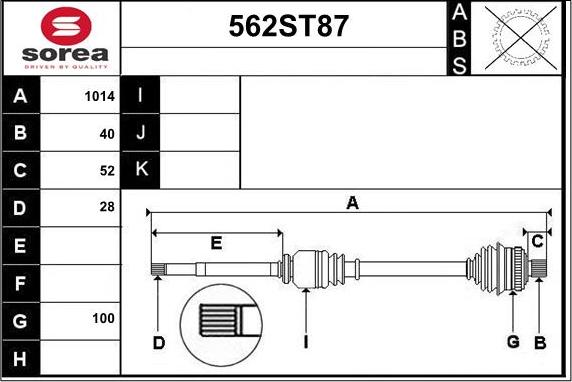 STARTCAR 562ST87 - Arbre de transmission cwaw.fr