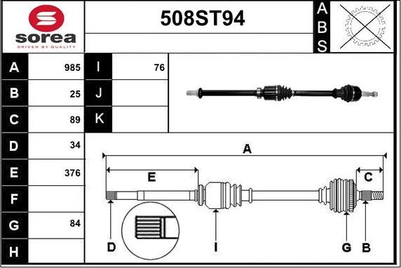 STARTCAR 508ST94 - Arbre de transmission cwaw.fr