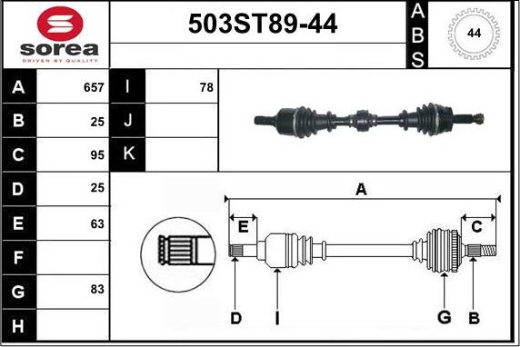 STARTCAR 503ST89-44 - Arbre de transmission cwaw.fr