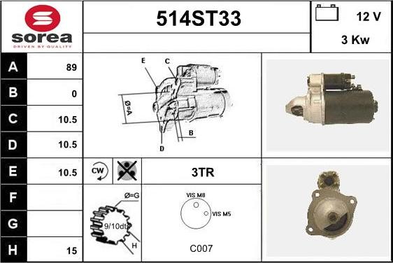 STARTCAR 514ST33 - Démarreur cwaw.fr