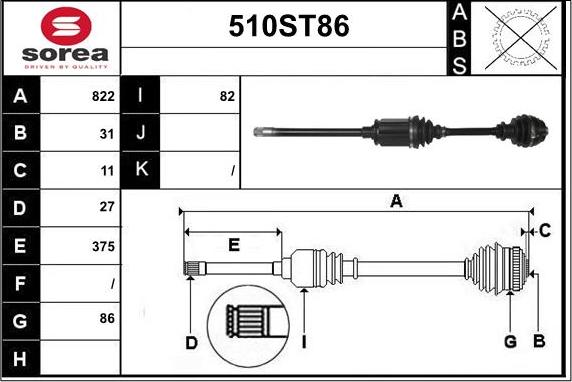 STARTCAR 510ST86 - Arbre de transmission cwaw.fr