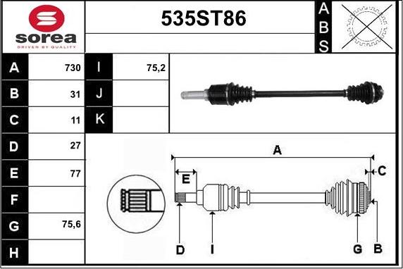 STARTCAR 535ST86 - Arbre de transmission cwaw.fr