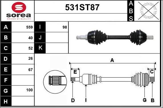 STARTCAR 531ST87 - Arbre de transmission cwaw.fr