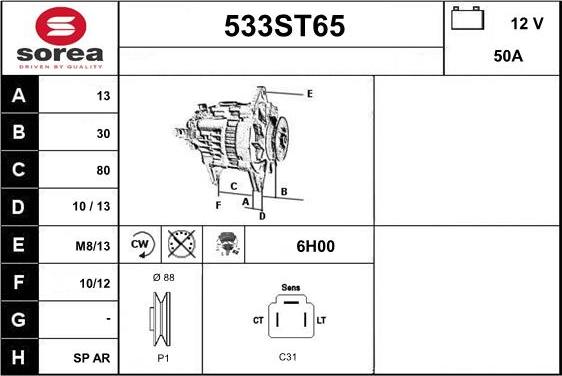 STARTCAR 533ST65 - Alternateur cwaw.fr