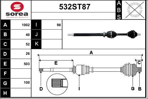 STARTCAR 532ST87 - Arbre de transmission cwaw.fr