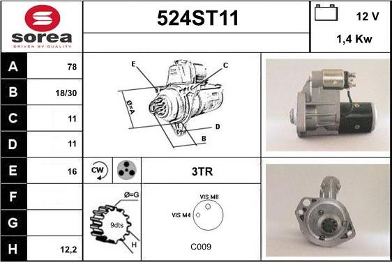 STARTCAR 524ST11 - Démarreur cwaw.fr